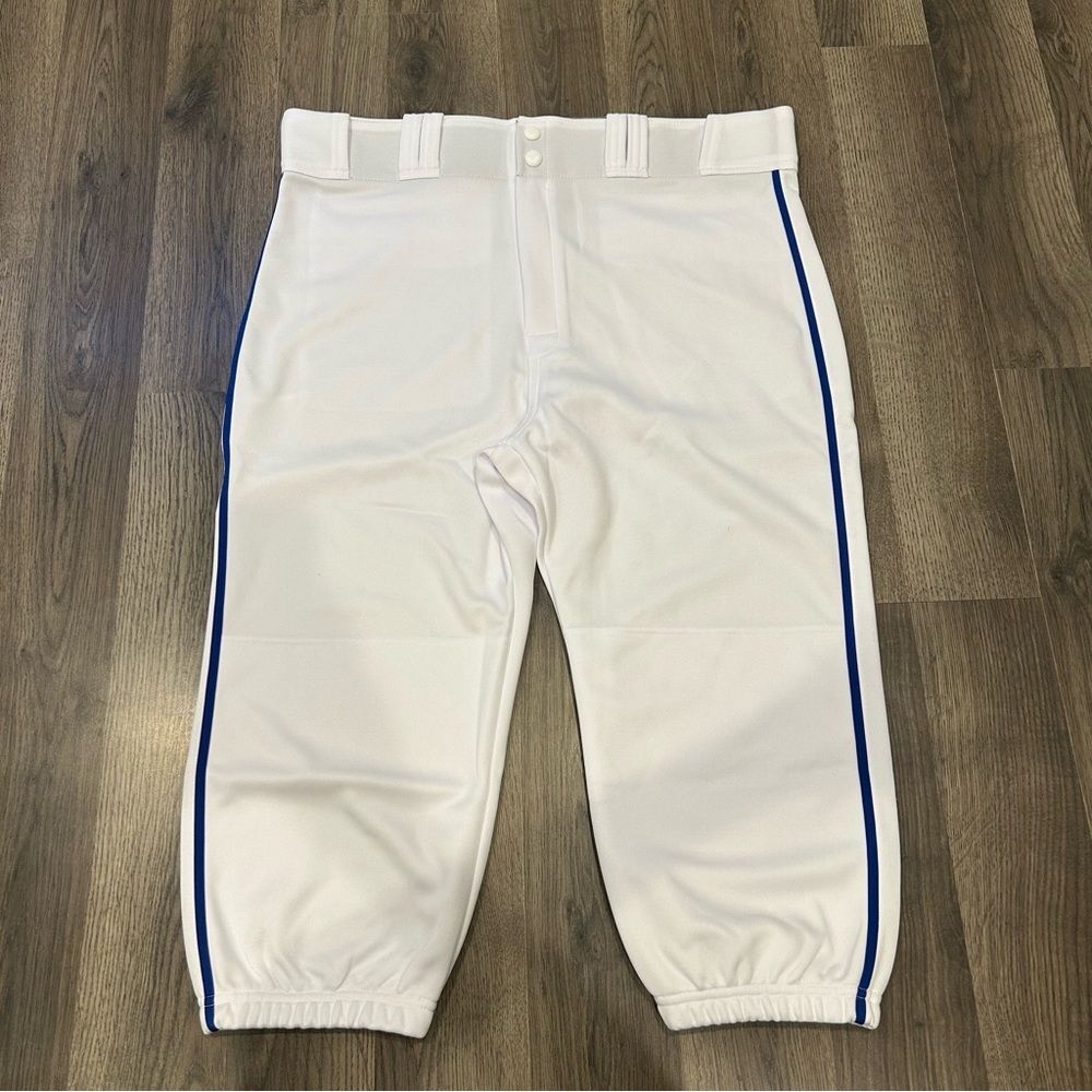 Easton White Baseball Pants with Royal Blue Accents